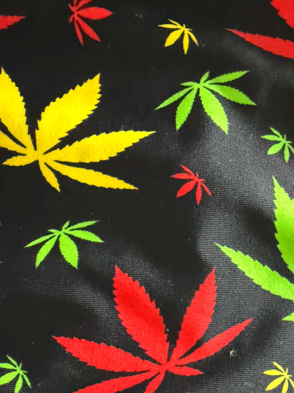 Black Triangle Bikini with Red, Green & Yellow Cannabis Leaf Print - Small - Picture 4 of 4